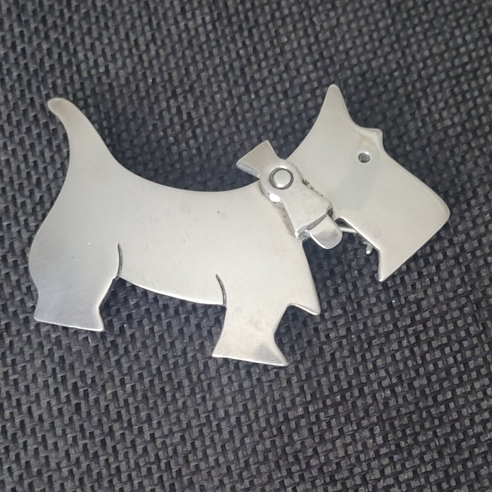 Scottie Terrier Dog Vintage Pin Sterling Silver Taxco Dog Lover Brooch - Picture 6 of 15